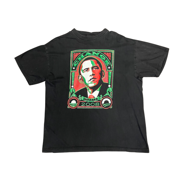 2008 Obama Change Green Red Tshirt