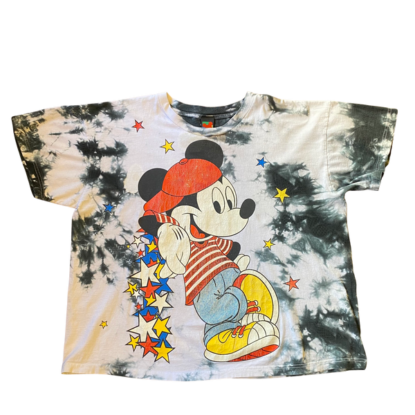 Vintage Mickey Mouse Black White Tye Dye Tshirt
